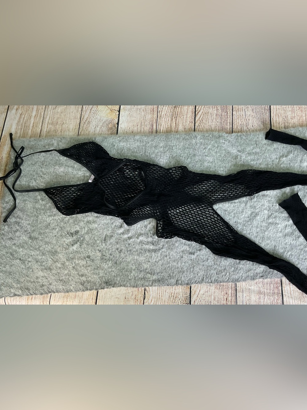 Savage X Fenty Black Fishnet One-Piece Bodysuit